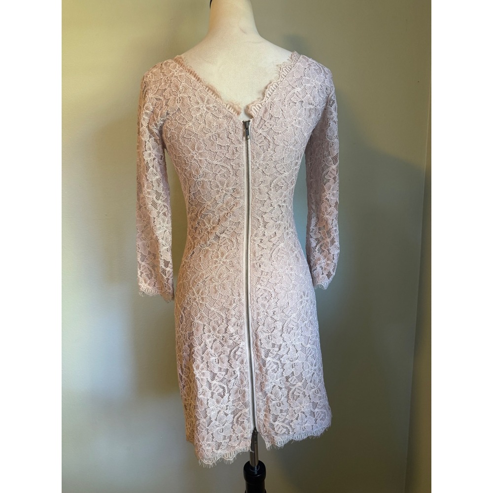 Diane von Furstenberg Zarita Lace Dress Blush Pink y2k 4‎ resort whimsi dainty